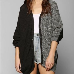 URBAN OUTFITTERS TWO-TONE CARDIGAN IN NATURAL